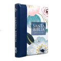 Biblia Reina-Valera 1960 Chica Letra Grande Imitación Piel Azul Flores
