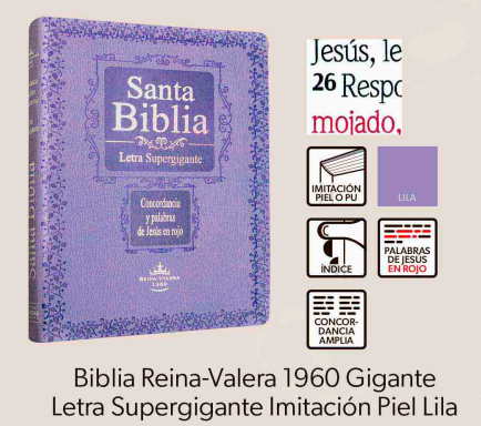 Biblia Reina-Valera 1960 Gigante Letra Supergigante Imitación Piel Lila