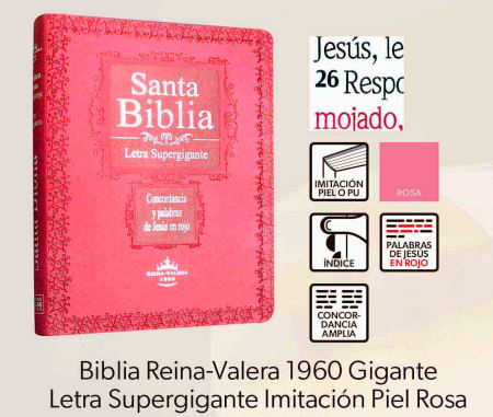 Biblia Reina-Valera 1960 Gigante Letra Supergigante Imitación Piel Rosa